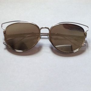Silver Metal Cat Eye Women's Mirrored Sun Glasses